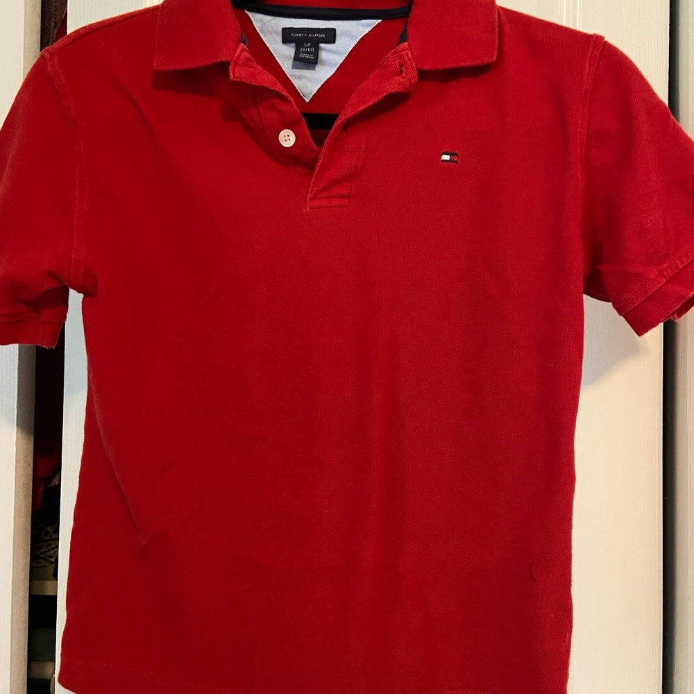 Red Tommy Hilfiger polo for boys